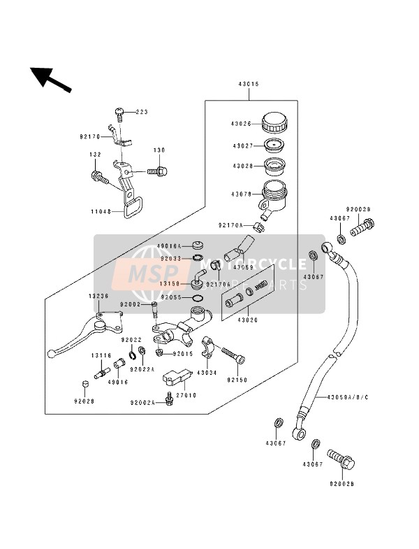 Kawasaki ZXR750 1993 Clutch Master Cylinder for a 1993 Kawasaki ZXR750