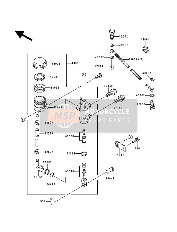 Kawasaki ZZ-R600 1993 Rear Master Cylinder for a 1993 Kawasaki ZZ-R600