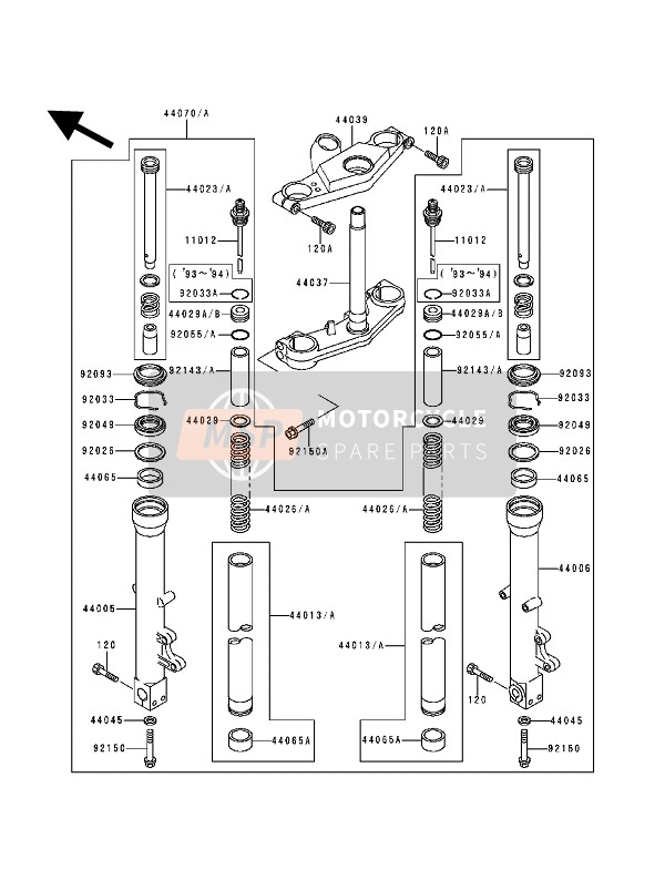 440131381, PIPE-FORK Inner, Kawasaki, 0