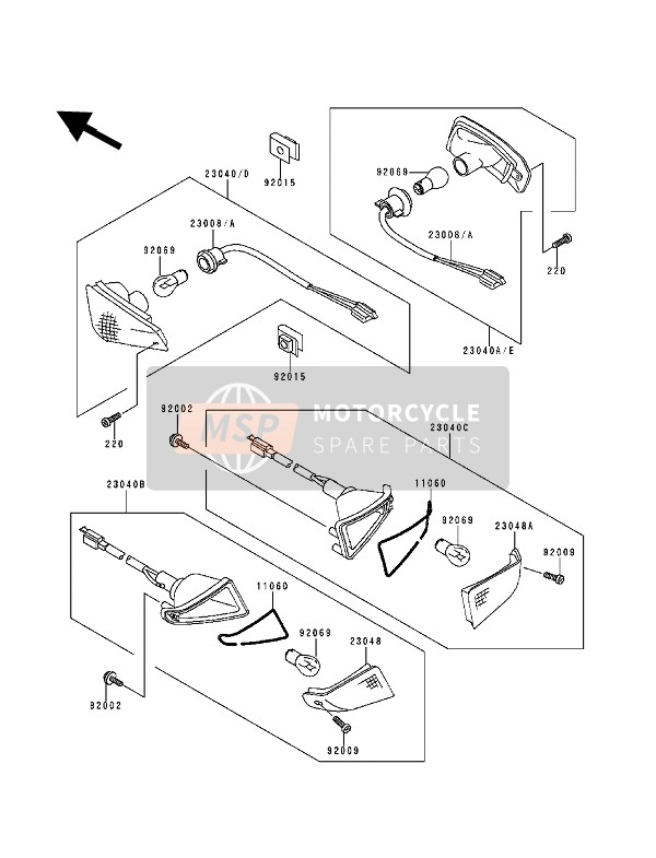 230401241, LAMP-SIGNAL,Rr,Lh, Kawasaki, 3