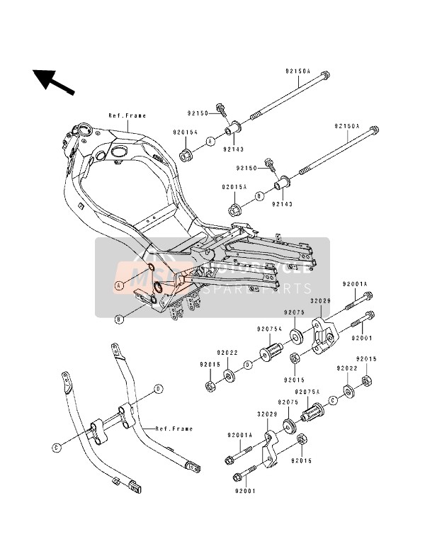 Kawasaki ZZ-R1100 1993 Frame Fittings for a 1993 Kawasaki ZZ-R1100