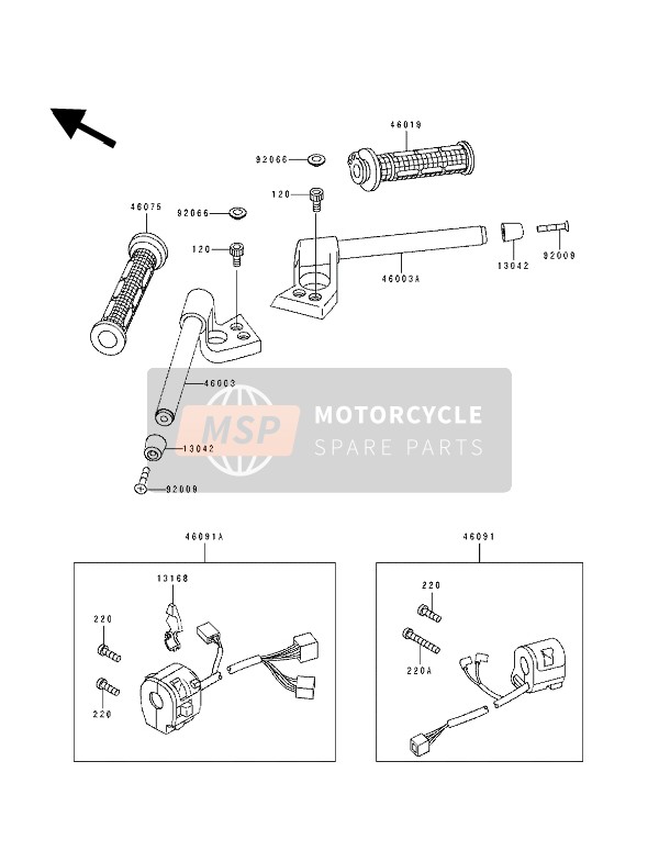 460031396EZ, Handle,Rh,C.Gray, Kawasaki, 2