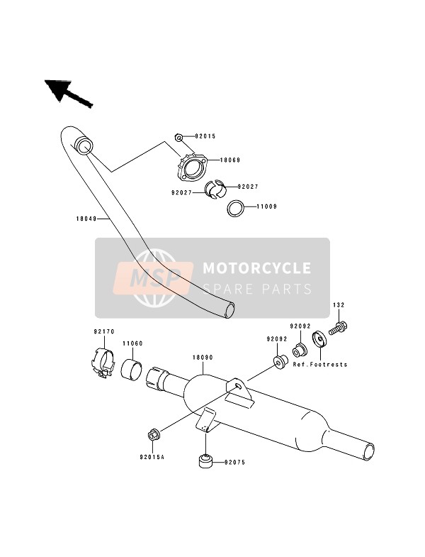 180491974, PIPE-EXHAUST BJ250-B7, Kawasaki, 0