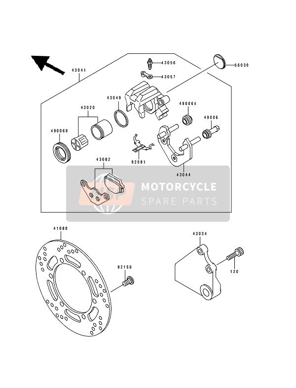 430341123, HOLDER-BRAKE,Rear Caliper, Kawasaki, 0