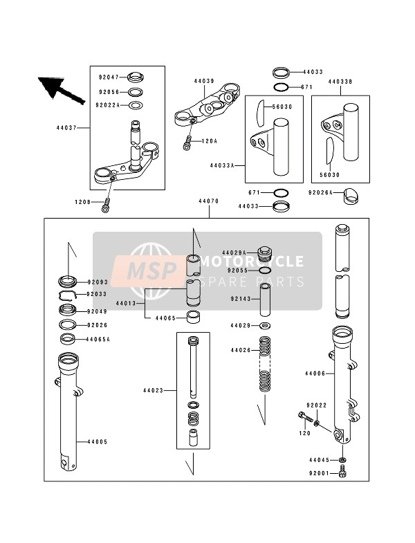 440331208, COVER-FORK, Rh, Kawasaki, 0