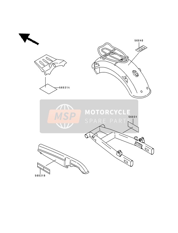 Kawasaki ESTRELLA 1994 Etiquetas para un 1994 Kawasaki ESTRELLA