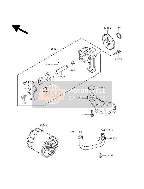 Kawasaki EN500 1994 Oil Pump for a 1994 Kawasaki EN500