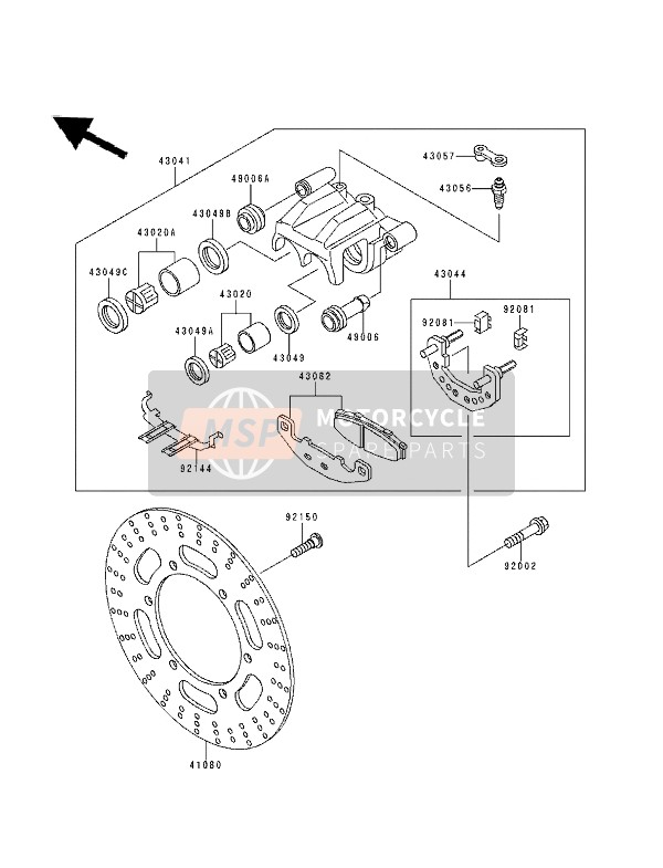 430411526DJ, CALIPER-ASSY, Fr, Rh, Bl, Kawasaki, 0