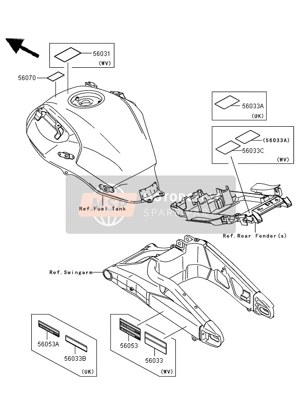 Kawasaki VERSYS 2008 Labels for a 2008 Kawasaki VERSYS