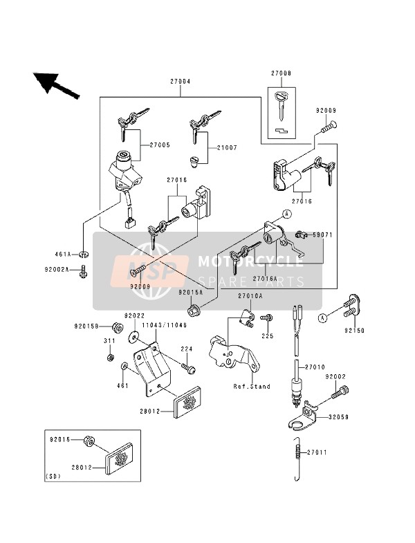 Kawasaki GPZ500S 1994 Ignition Switch for a 1994 Kawasaki GPZ500S