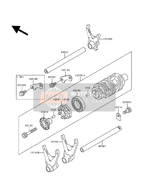 Kawasaki NINJA-ZX9R 1994 Gear Change Drum & Shift Fork(S) for a 1994 Kawasaki NINJA-ZX9R