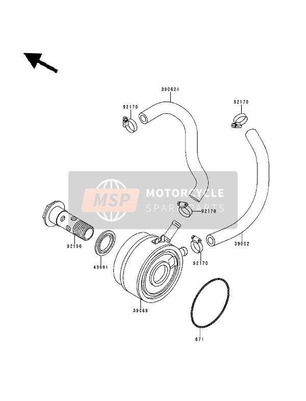 Kawasaki NINJA-ZX9R 1994 Oil Cooler for a 1994 Kawasaki NINJA-ZX9R