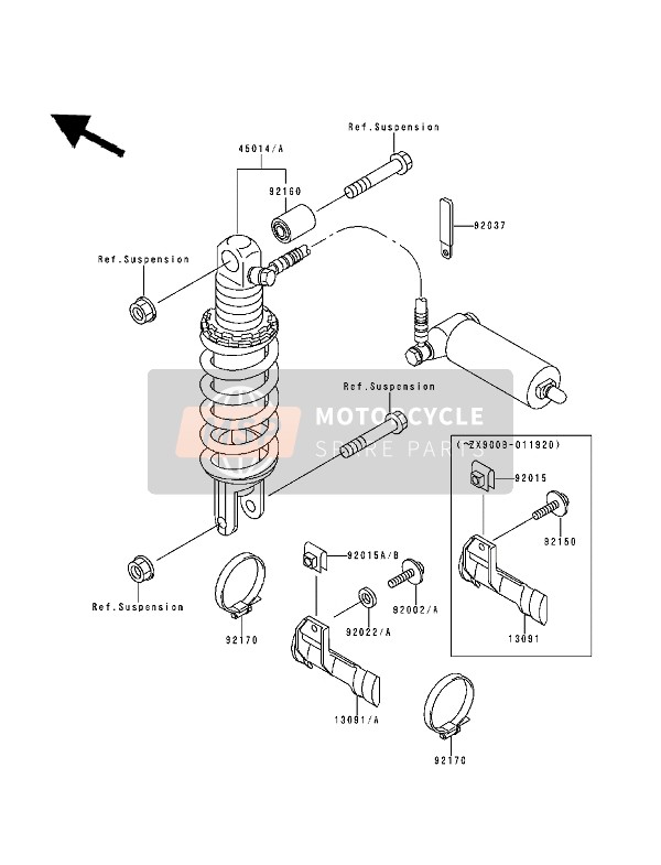 Kawasaki NINJA-ZX9R 1994 Shock Absorber(S) for a 1994 Kawasaki NINJA-ZX9R