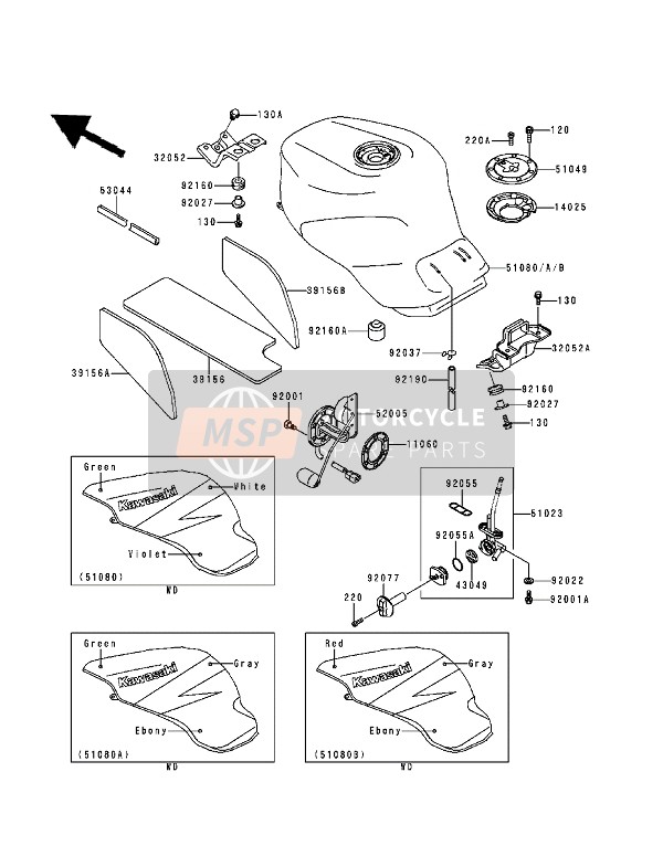 Kawasaki NINJA-ZX9R 1994 Réservoir d'essence pour un 1994 Kawasaki NINJA-ZX9R