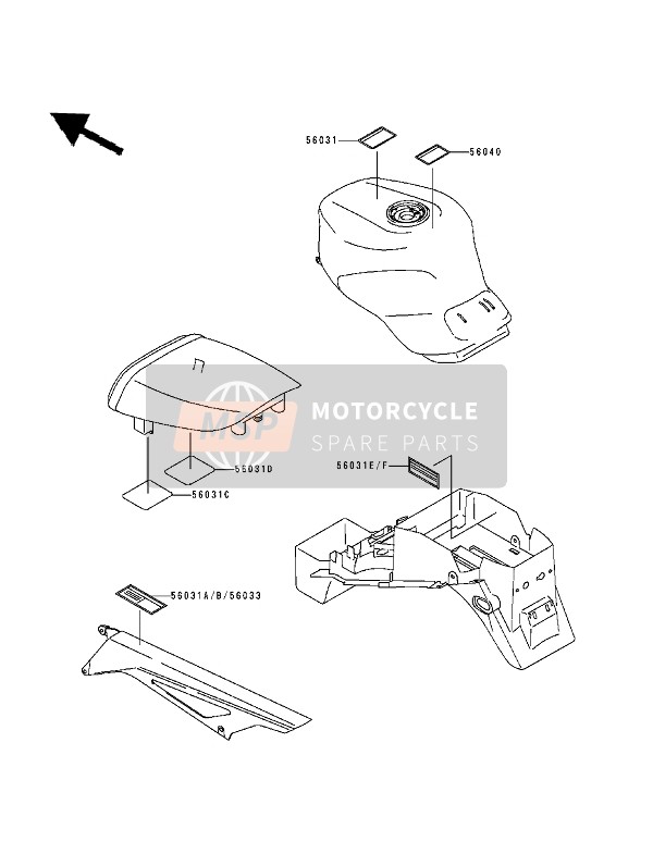 Kawasaki NINJA-ZX9R 1994 Labels for a 1994 Kawasaki NINJA-ZX9R