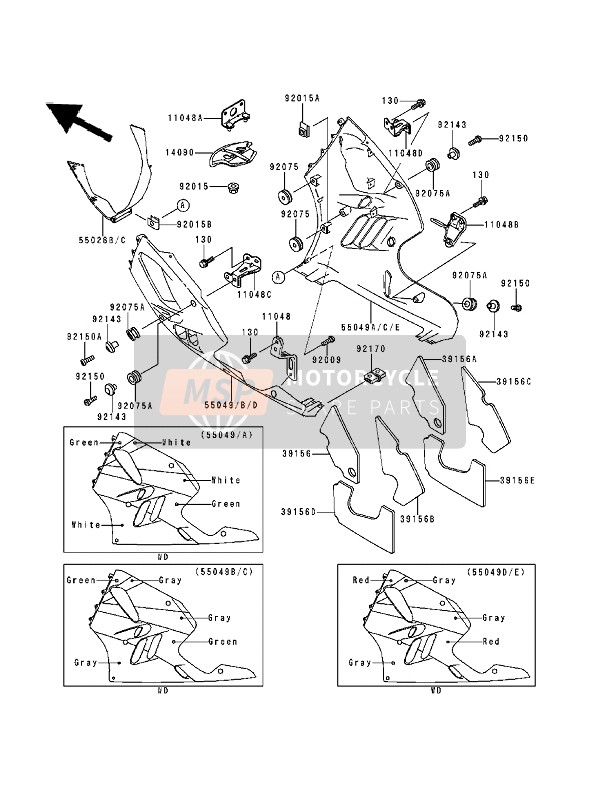 5504952951D, Cowling., Lwr, Rh, Green, Kawasaki, 0