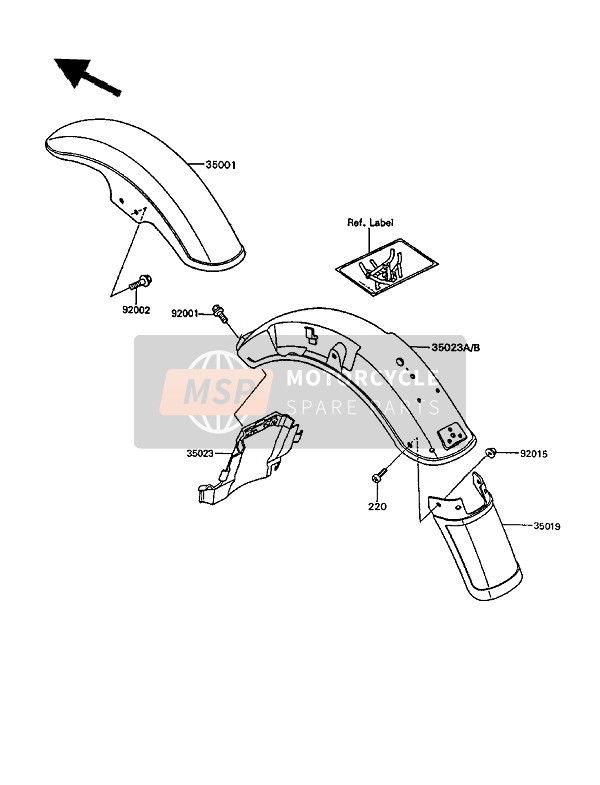 35001111044, FENDER-ASSY-FRONT,C.S.Red, Kawasaki, 0