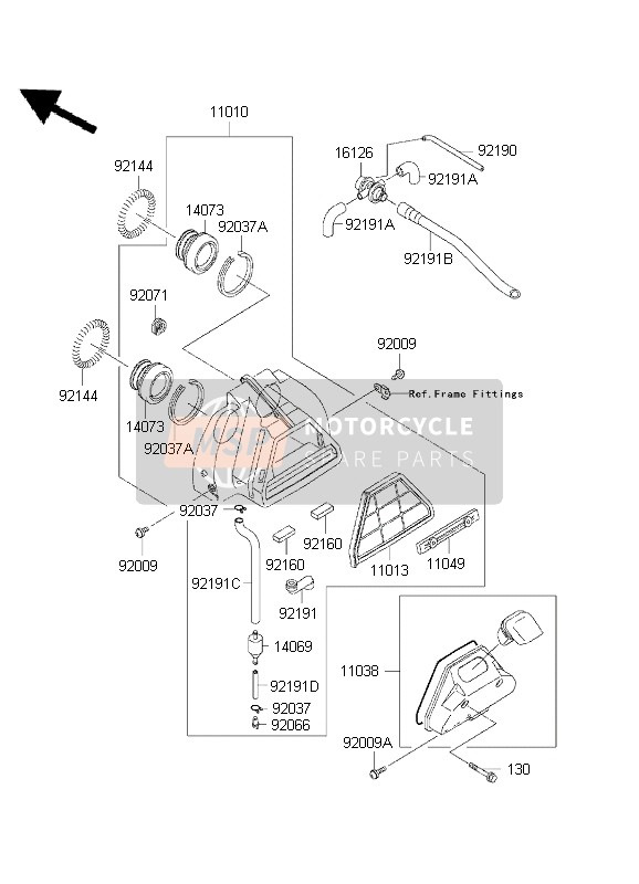 Kawasaki EN500 2001 Air Cleaner for a 2001 Kawasaki EN500