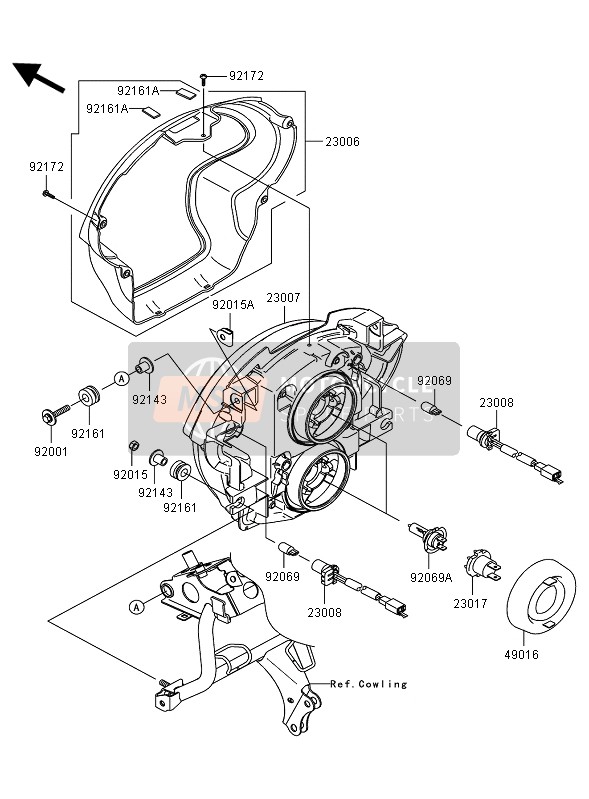 Kawasaki VERSYS 2009 Headlight for a 2009 Kawasaki VERSYS