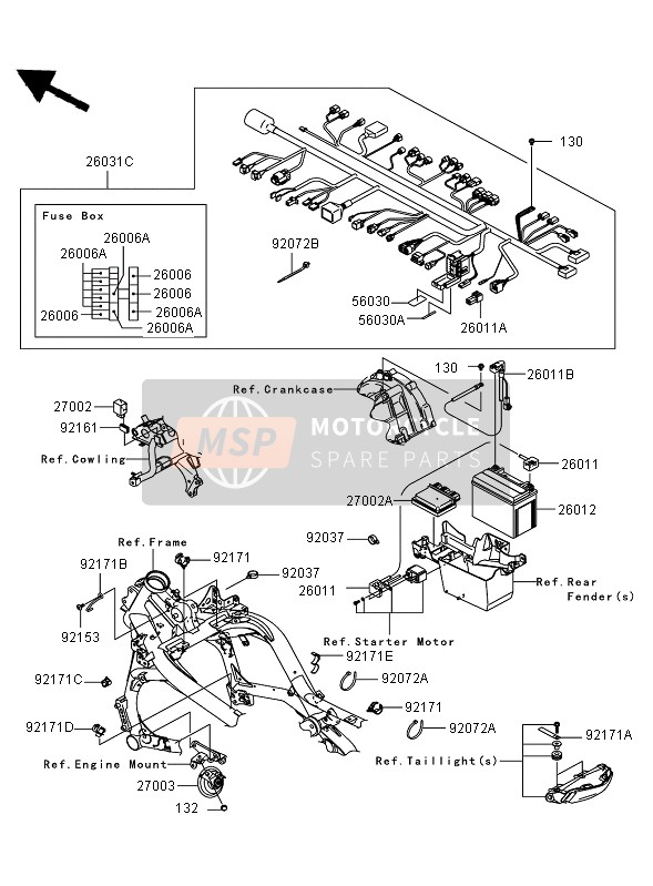 Kawasaki VERSYS 2009 CHASSIS ELEKTRISCHE AUSRÜSTUNG für ein 2009 Kawasaki VERSYS