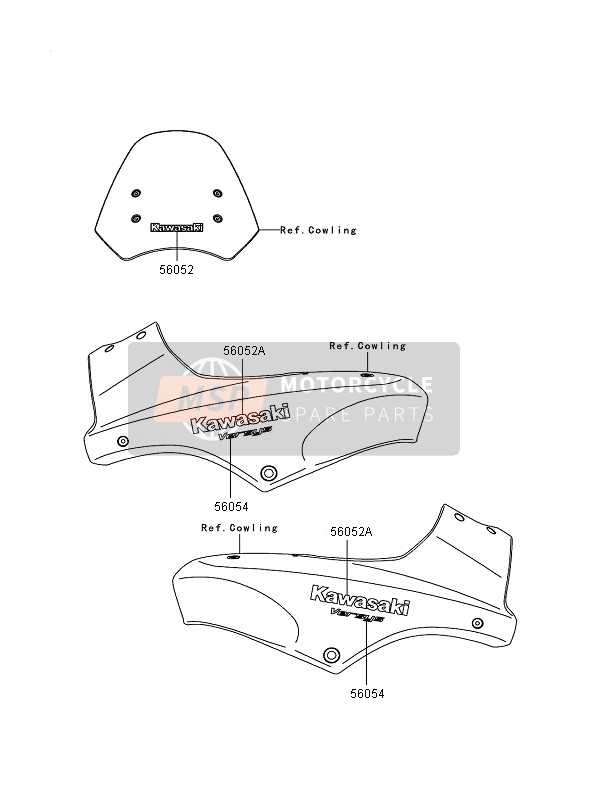 Kawasaki VERSYS 2009 Decalcomanie (Nero) per un 2009 Kawasaki VERSYS