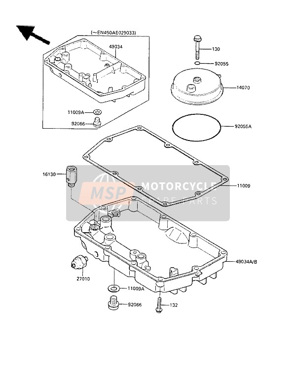 Kawasaki LTD450 1986 Breather Cover & Oil Pan for a 1986 Kawasaki LTD450