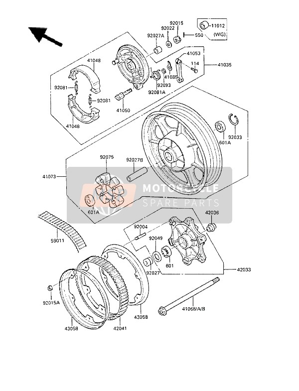 Kawasaki LTD450 1986 Rear Hub for a 1986 Kawasaki LTD450