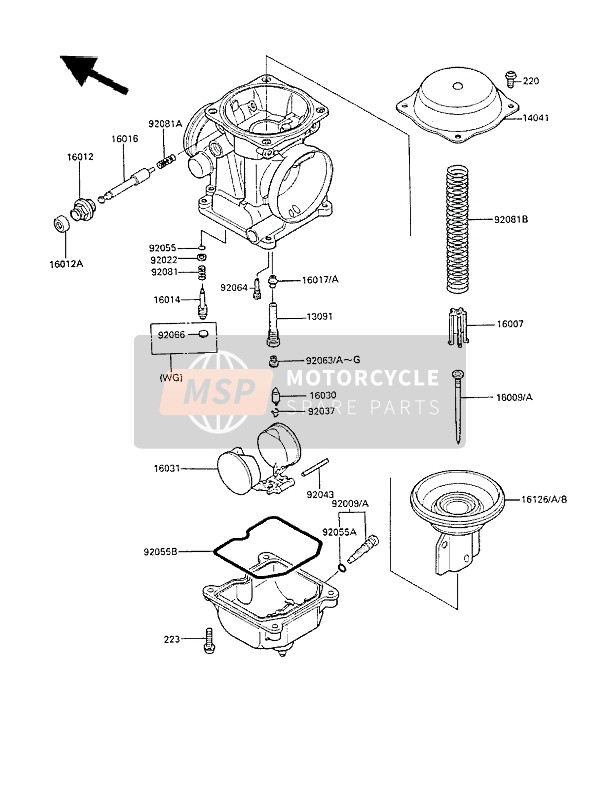 Kawasaki LTD450 1987 Parti del carburatore per un 1987 Kawasaki LTD450