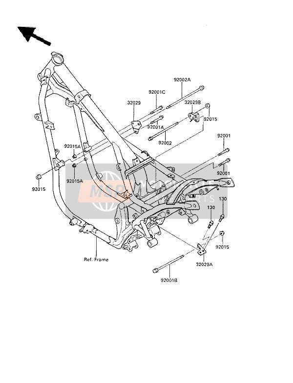 Kawasaki LTD450 1987 Raccords de cadre pour un 1987 Kawasaki LTD450