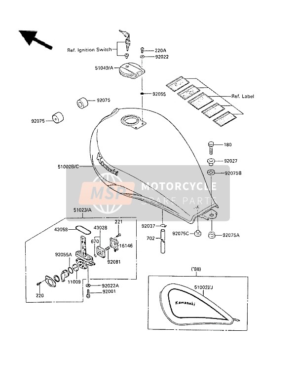 510491139, CAP-TANK,Fuel VN750-A17, Kawasaki, 1