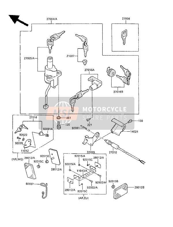 Kawasaki LTD450 1987 Ignition Switch for a 1987 Kawasaki LTD450