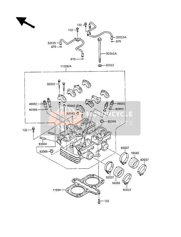 Kawasaki LTD450 1988 Cylinder Head for a 1988 Kawasaki LTD450