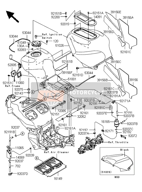 Kawasaki NINJA ZX-12R 2006 Depósito de combustible para un 2006 Kawasaki NINJA ZX-12R