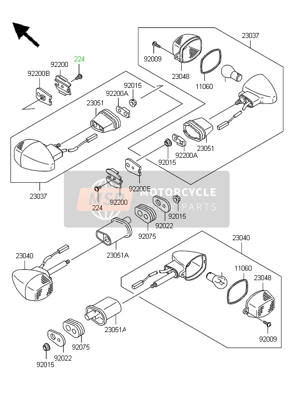 Kawasaki NINJA ZX-12R 2006 BLINKER für ein 2006 Kawasaki NINJA ZX-12R