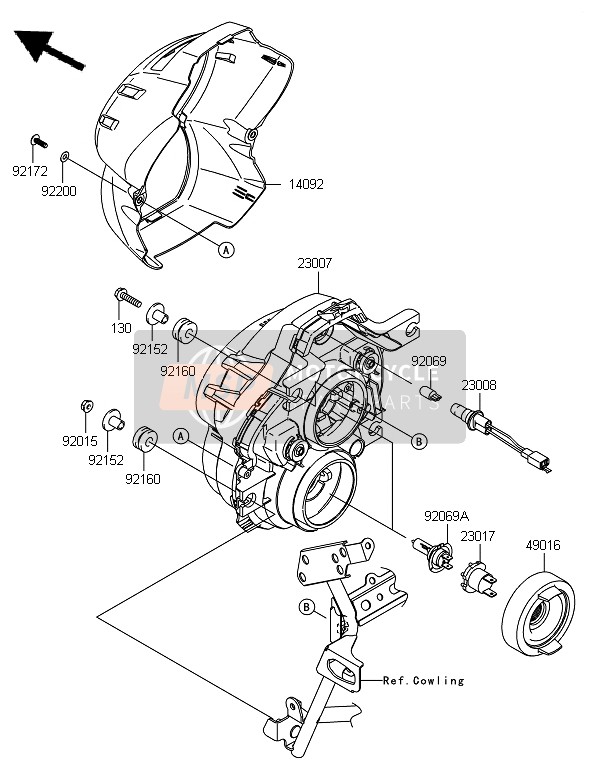 Kawasaki VERSYS 2010 Headlight for a 2010 Kawasaki VERSYS