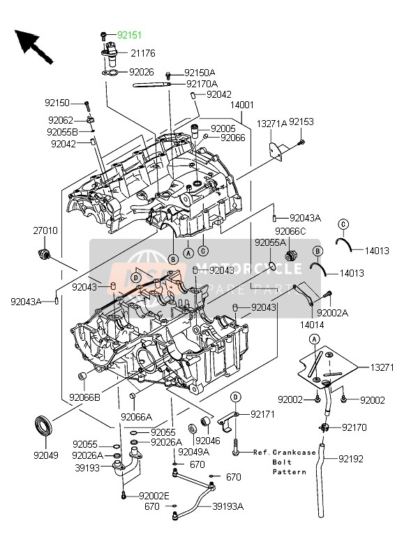 Kawasaki NINJA ZX-6R 2006 Crankcase for a 2006 Kawasaki NINJA ZX-6R