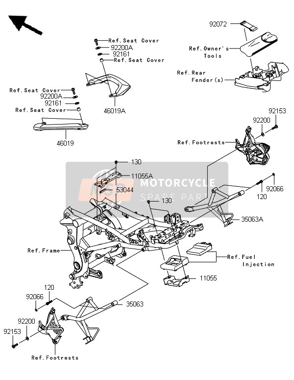 Kawasaki VERSYS ABS 2010 Frame Fittings for a 2010 Kawasaki VERSYS ABS