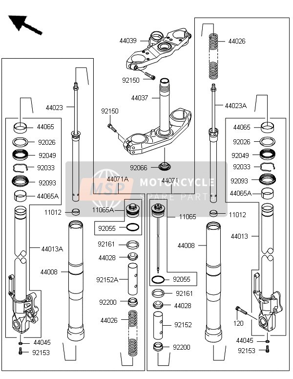 Kawasaki VERSYS ABS 2010 Forcella anteriore per un 2010 Kawasaki VERSYS ABS