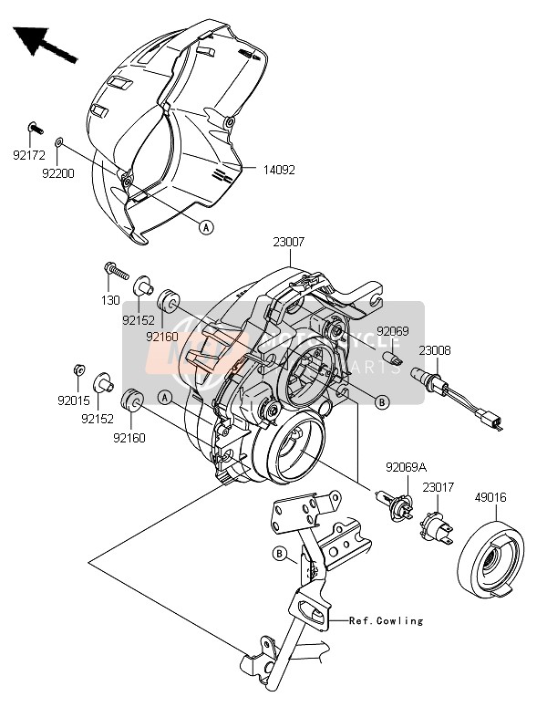 Kawasaki VERSYS ABS 2010 Headlight for a 2010 Kawasaki VERSYS ABS