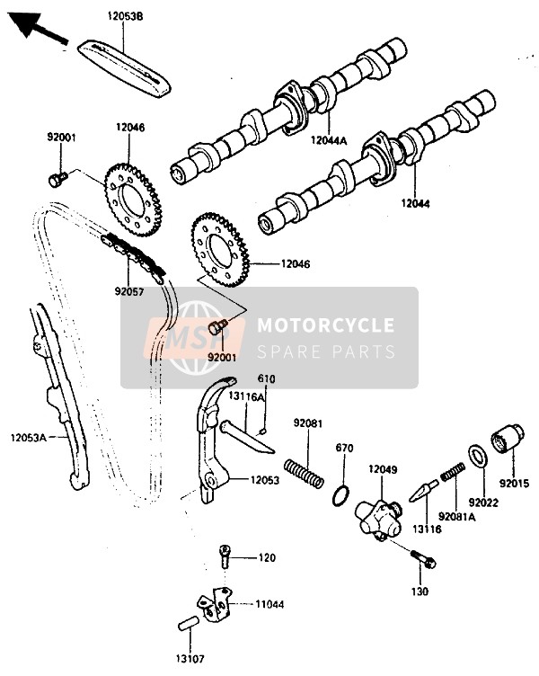 Kawasaki GPZ600R 1986 Arbre À Cames & Tendeur pour un 1986 Kawasaki GPZ600R