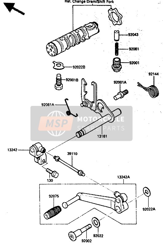 Kawasaki GPZ600R 1986 SCHALTMECHANISMUS für ein 1986 Kawasaki GPZ600R