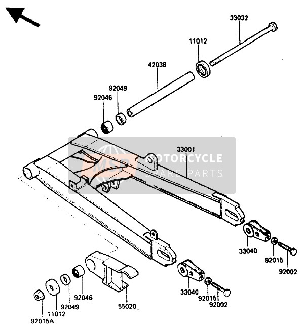 Kawasaki GPZ600R 1986 Swing Arm for a 1986 Kawasaki GPZ600R