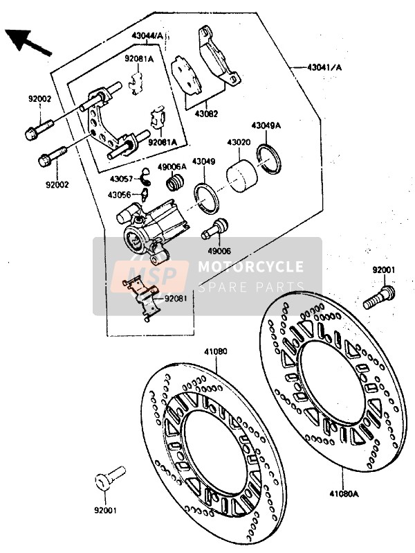 Kawasaki GPZ600R 1986 Front Caliper for a 1986 Kawasaki GPZ600R