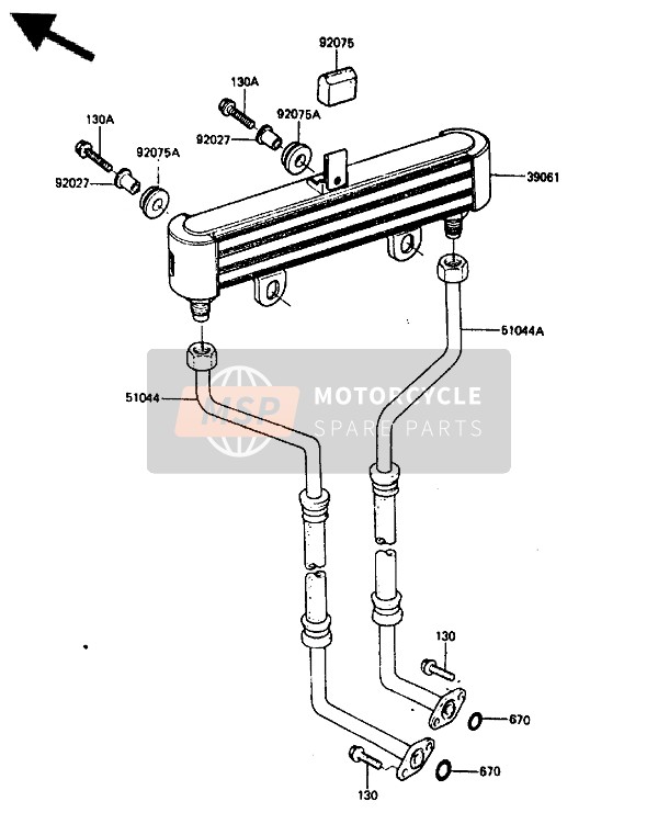 Kawasaki GPZ750 1987 Oil Cooler for a 1987 Kawasaki GPZ750