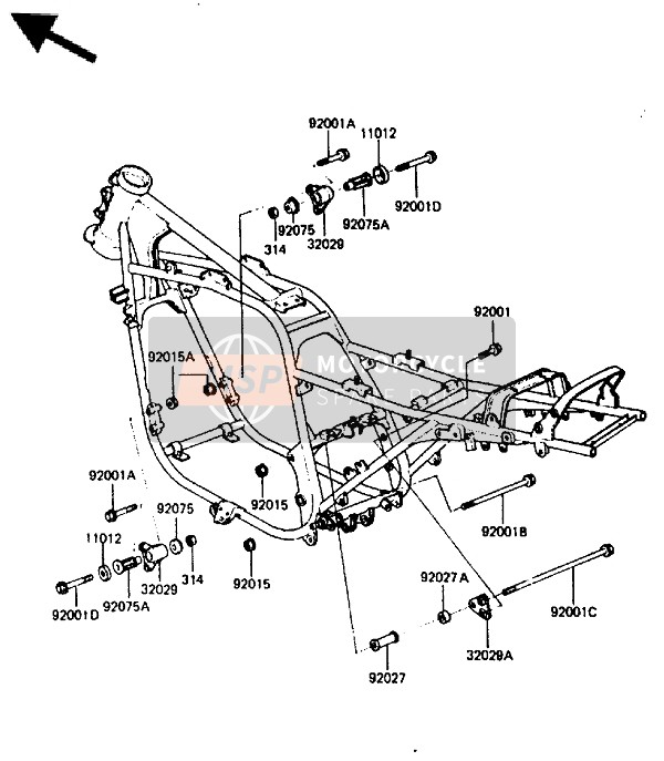 Kawasaki GPZ750 1987 Frame Fittings for a 1987 Kawasaki GPZ750