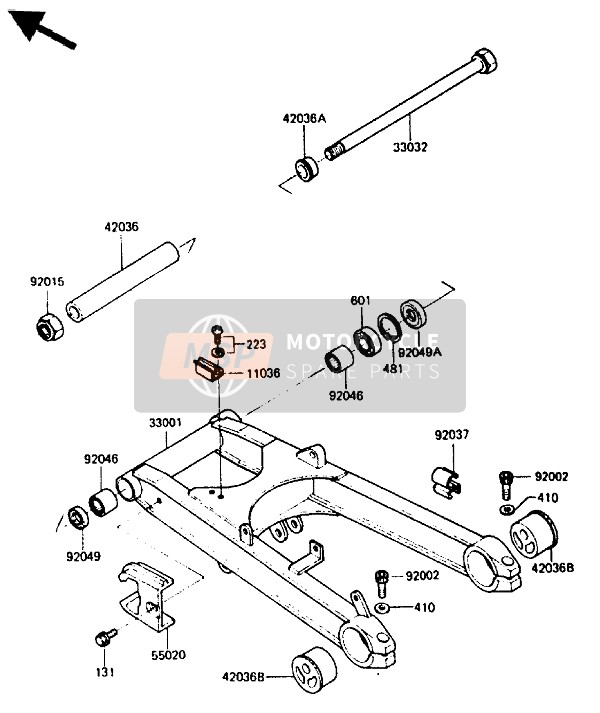 Kawasaki GPZ750 1987 Swing Arm for a 1987 Kawasaki GPZ750