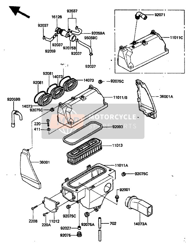 Kawasaki ZN1300 1986 Air Filter for a 1986 Kawasaki ZN1300