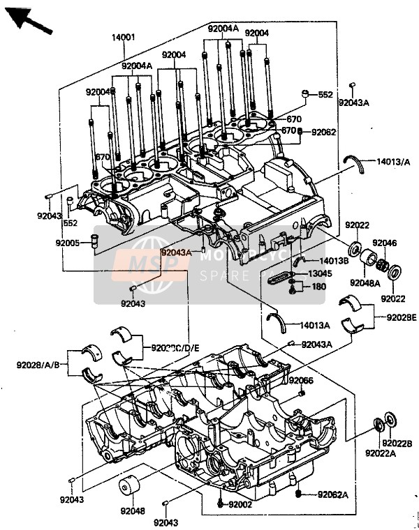 Kawasaki ZN1300 1986 Crankcase for a 1986 Kawasaki ZN1300