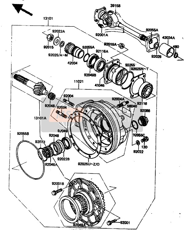 Kawasaki ZN1300 1986 Drive Shaft & Final Gear for a 1986 Kawasaki ZN1300