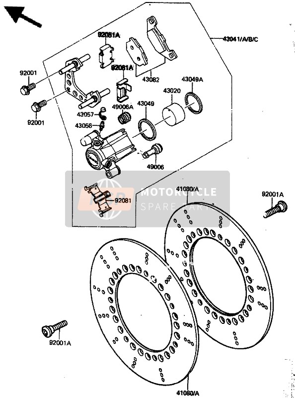 Kawasaki ZN1300 1986 BREMSSATTEL VORNE für ein 1986 Kawasaki ZN1300